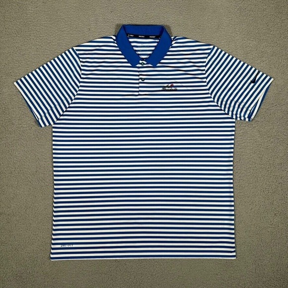 Nike Other - Nike Shirt‎ Mens XL Blue Striped Golf Polo Performance Stretch Dri-Fit Casual